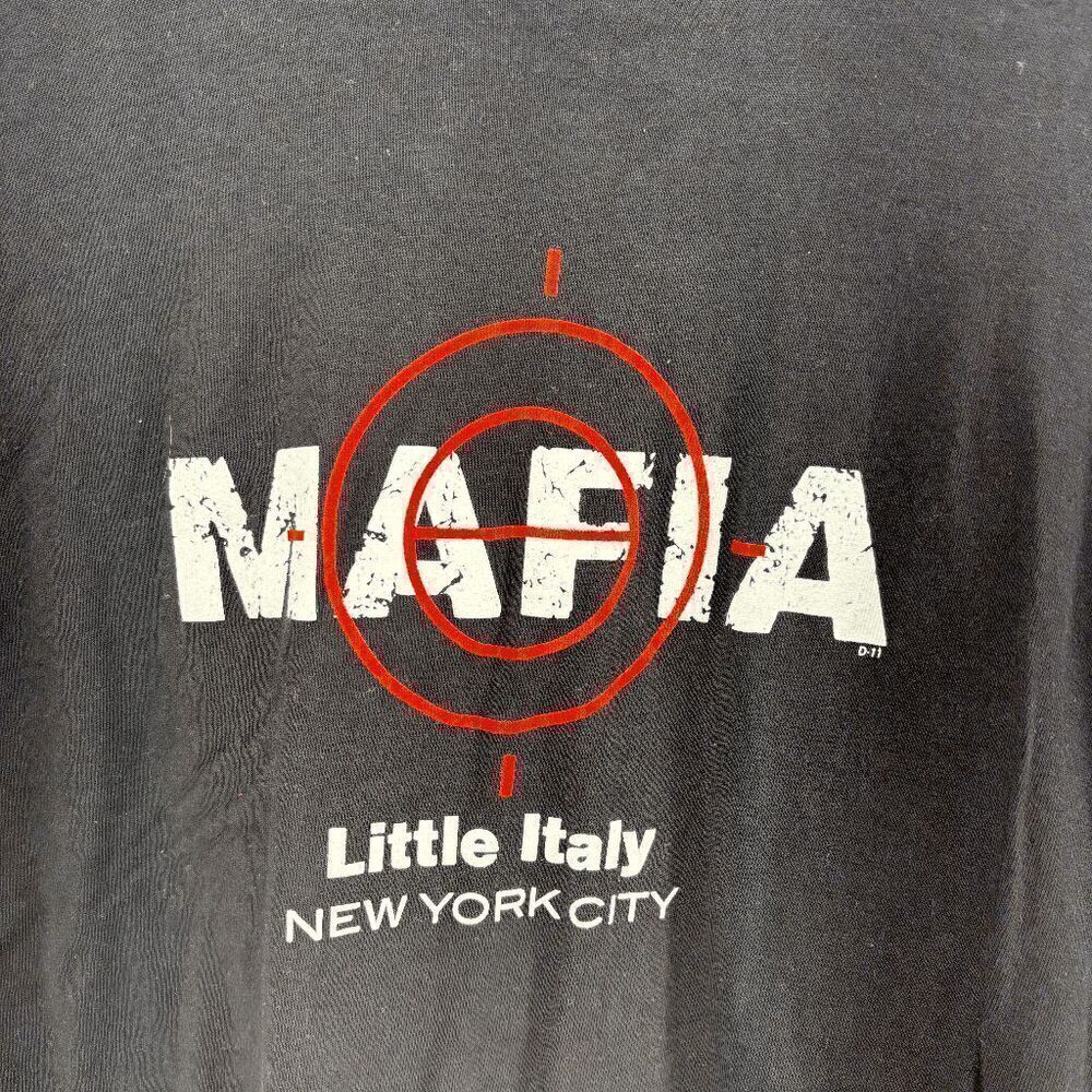Mafia Little Italy New‎ York City Vintage T Shirt Medium Black Cotton Y2K EUC
